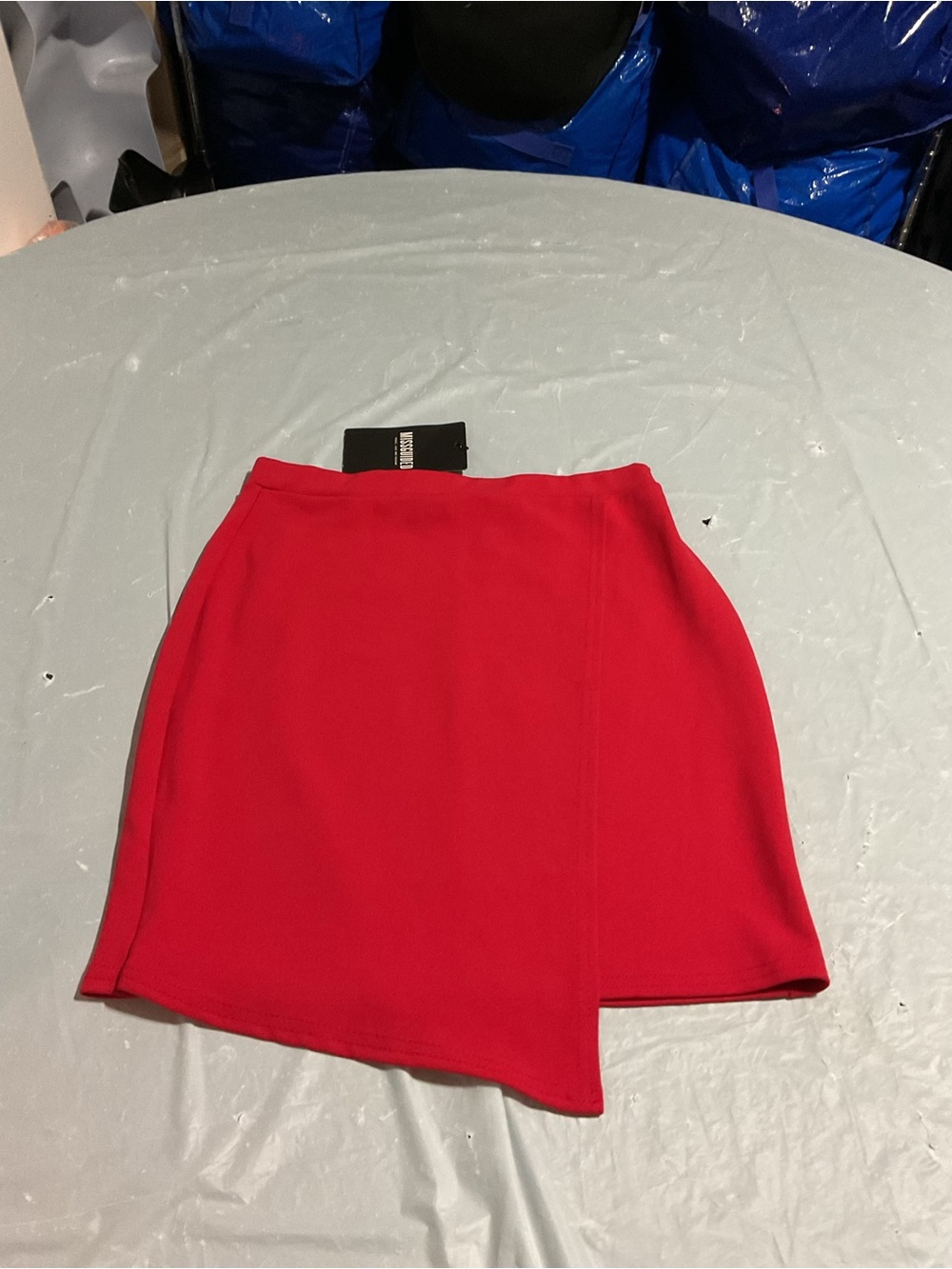 Missguided + Red Asymmetrical Mini Skirt